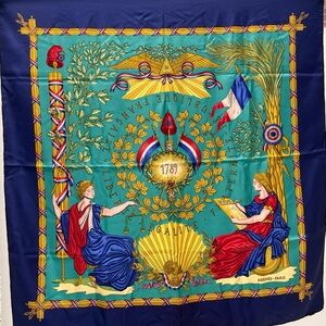 auth HERMES 90 Square Scarf made in France 100% silk